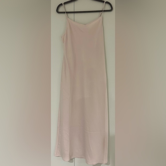 NEW RACHEL ZOE Size M Cream Satin Maxi Dress with Knit Criss Cross Sweater - Picture 8 of 13